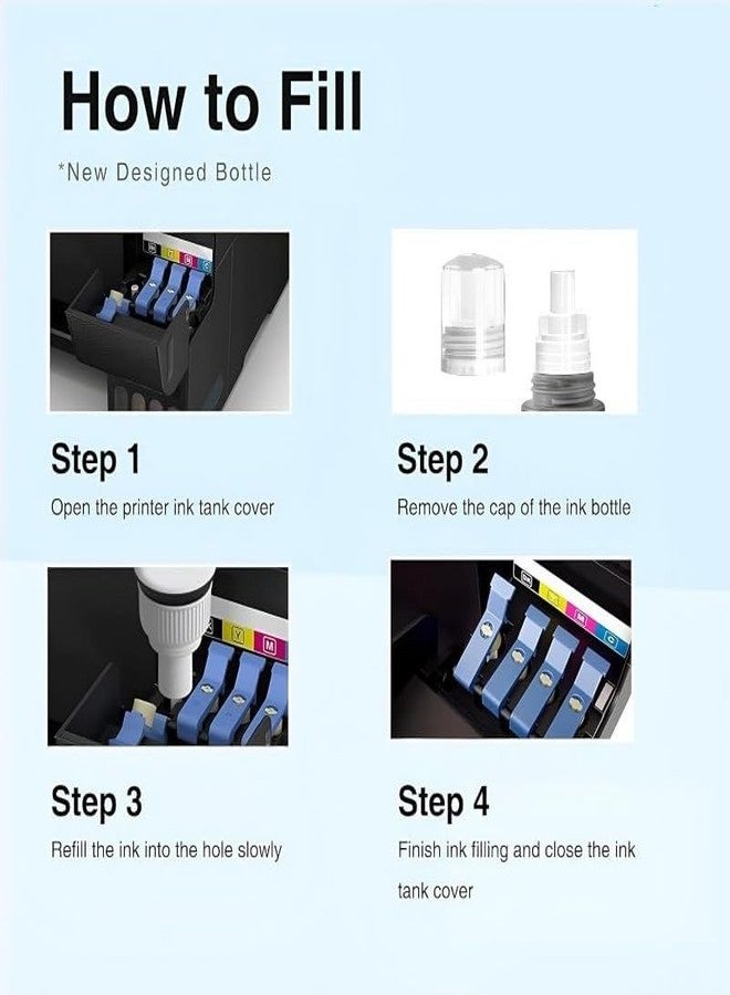 Hynear 001/003 Refill Ink Bottle Suitable for Epson L3110, L3150, L5190, L1110, L4150, L6170, L4160, L6190, L6160 Printer (70ML X 2 Bottle/Black + 70ML X 3 Bottle/Color) - Image 5