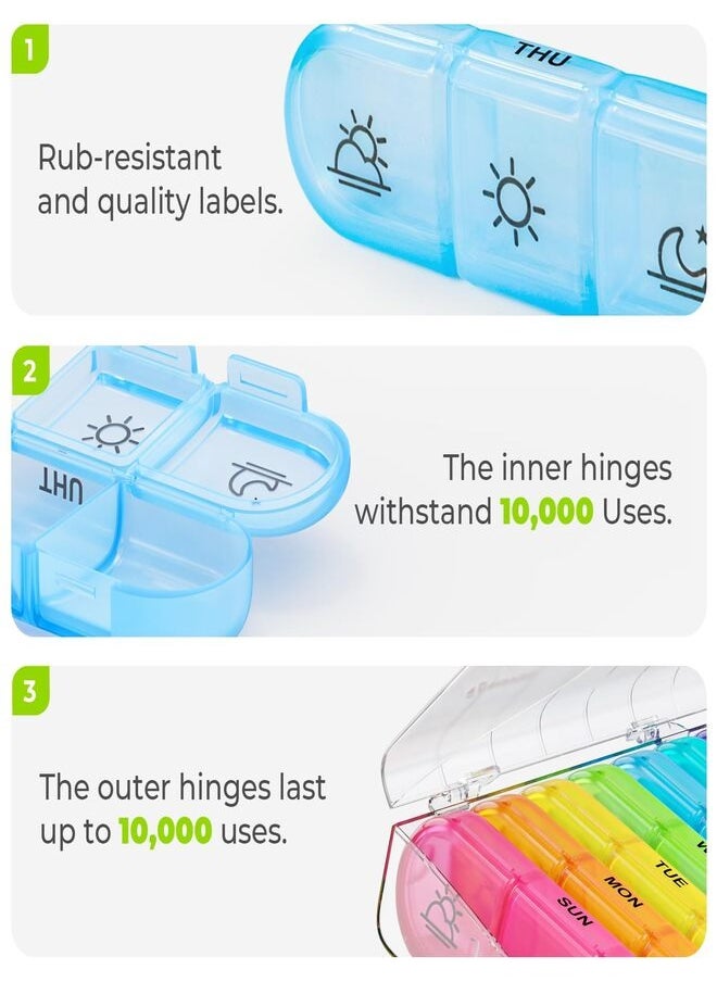 Generic Pill Organizer 3 Times a Day, Large Weekly Pill Case 7 Day, Daily Pill Box with 21 Compartments, Pill Dispenser Supplement Holder for Pills/Vitamin/Fish Oil  - Image 4
