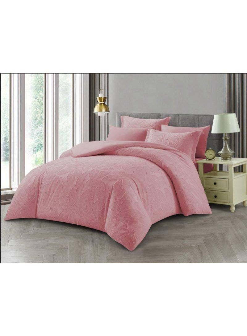 طقم لحاف مقاس كينج، 6 قطع، تصميم مطرز، لحاف مقاس 220x240 سم، شرشف مطاطي مقاس 200x200 سم، غطاء وسادة مقاس 50x75 سم