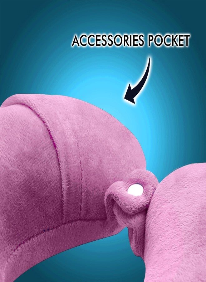 GREELI U Shaped Neck Pillow Soft Fiber Filled Travel Cushion with Snap Button, Comfortable Fabric, Neck Support for Flight, Bus, Car, Neck Pillow for Pain Relief (Pink with Eye Mask) - Image 5