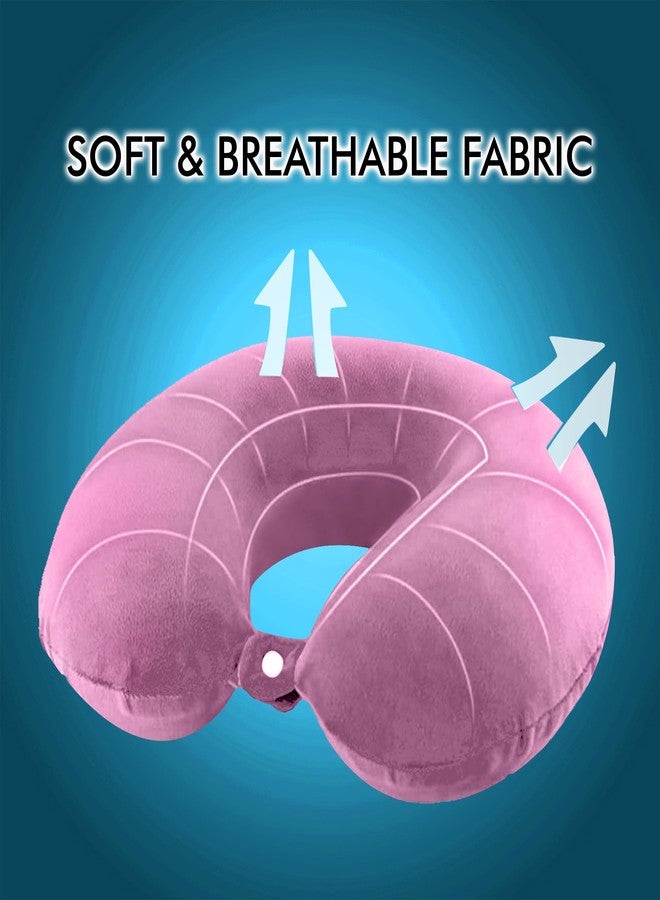 GREELI U Shaped Neck Pillow Soft Fiber Filled Travel Cushion with Snap Button, Comfortable Fabric, Neck Support for Flight, Bus, Car, Neck Pillow for Pain Relief (Pink with Eye Mask) - Image 4