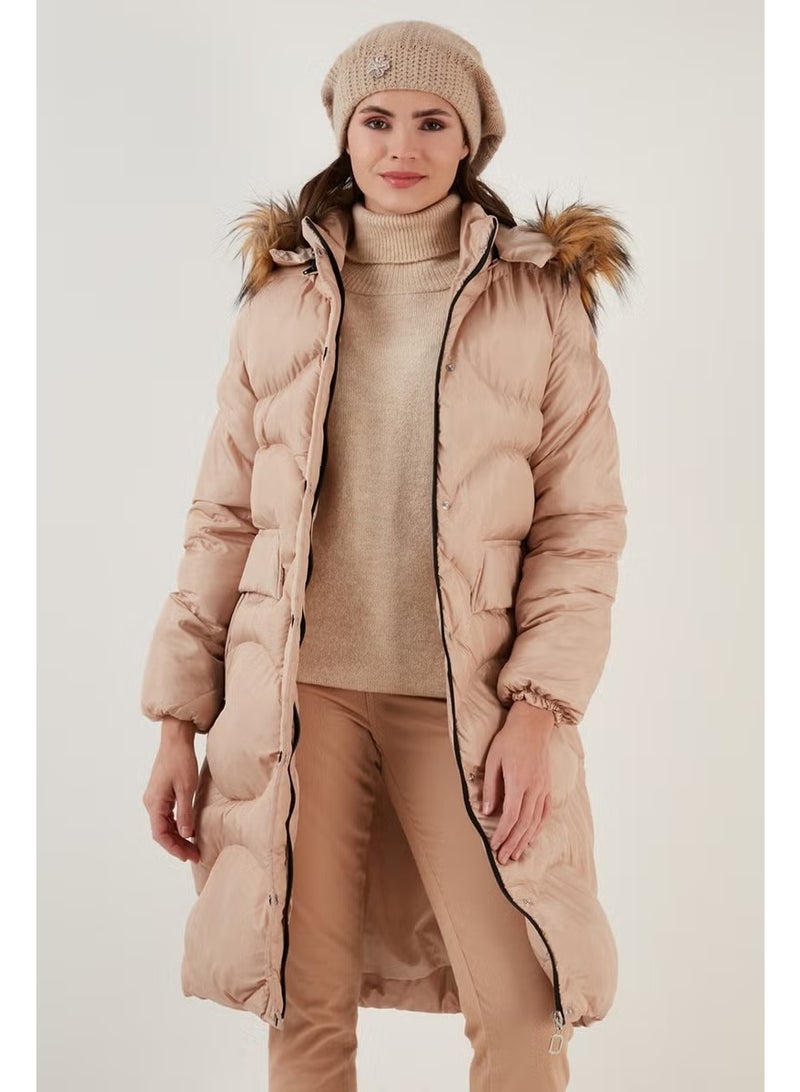 Lela Faux Fur Collar Removable Hooded Quilted Winter Puffer Long Coat Women'S COAT 6477401 - Image 4