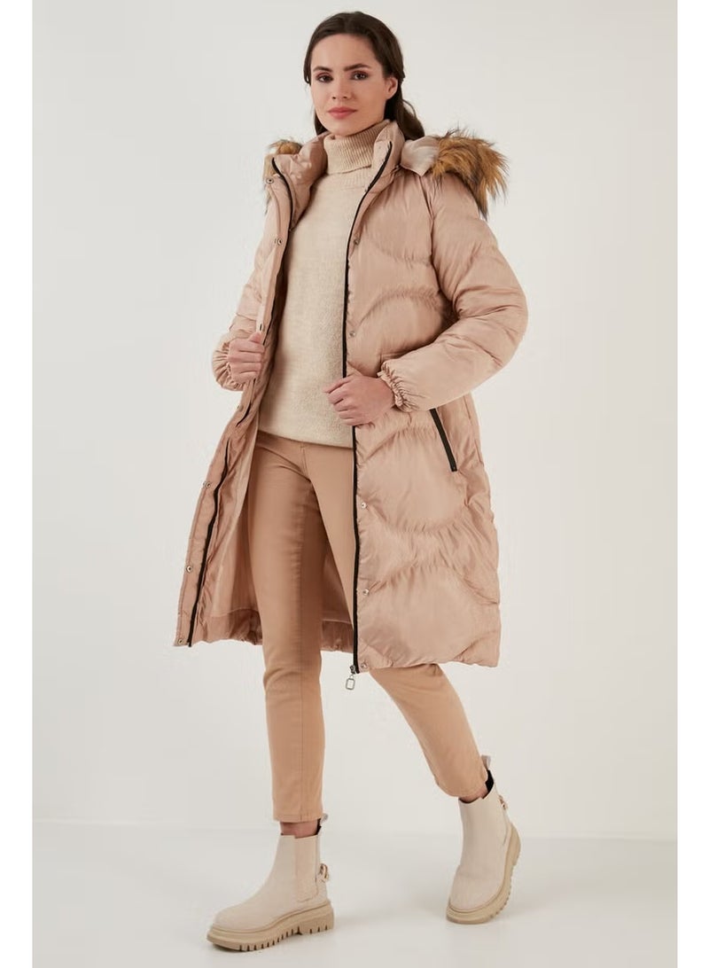 Lela Faux Fur Collar Removable Hooded Quilted Winter Puffer Long Coat Women'S COAT 6477401 - Image 1