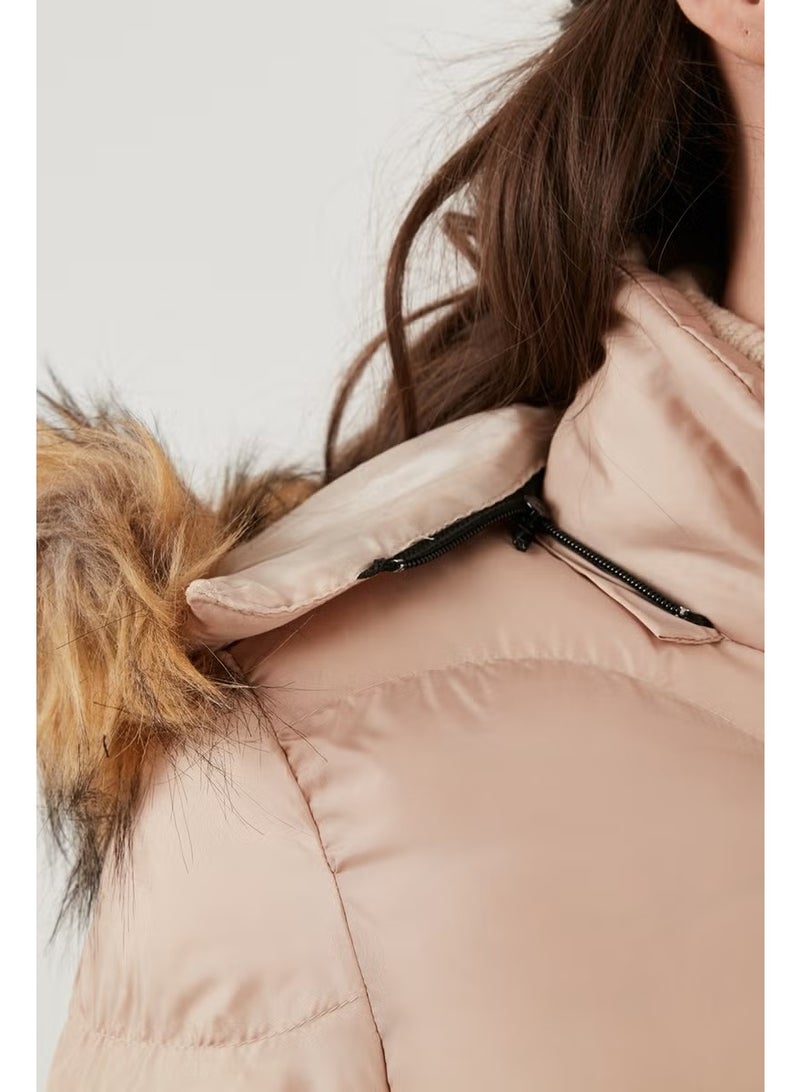 Lela Faux Fur Collar Removable Hooded Quilted Winter Puffer Long Coat Women'S COAT 6477401 - Image 3