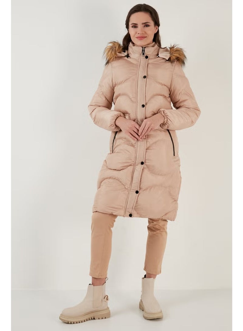 Lela Faux Fur Collar Removable Hooded Quilted Winter Puffer Long Coat Women'S COAT 6477401 - Image 5