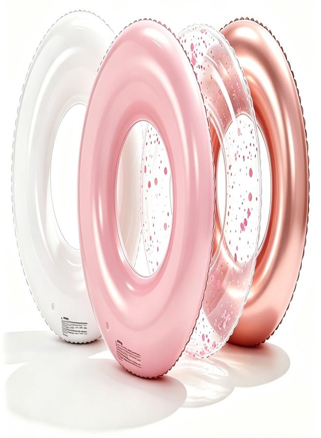 Yuokwer Large Inflatable Pool Floats 35 Inch Pool Tubes Swim Rings for Adults, Pool Floaties for Themed Party Decoration (Pink and White) - Image 1