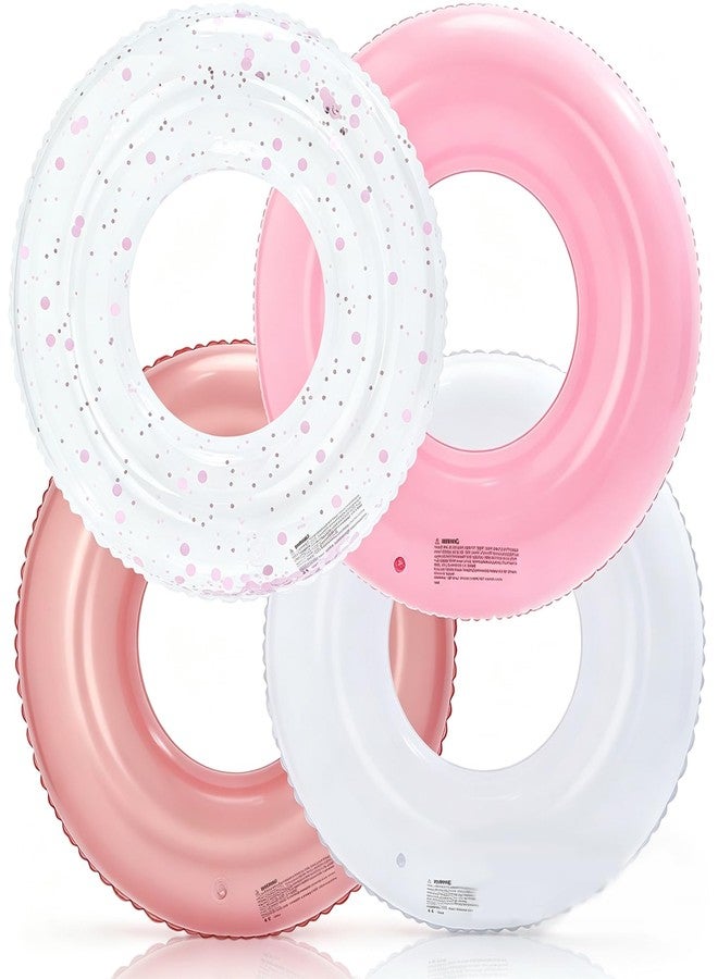 Yuokwer Large Inflatable Pool Floats 35 Inch Pool Tubes Swim Rings for Adults, Pool Floaties for Themed Party Decoration (Pink and White) - Image 5