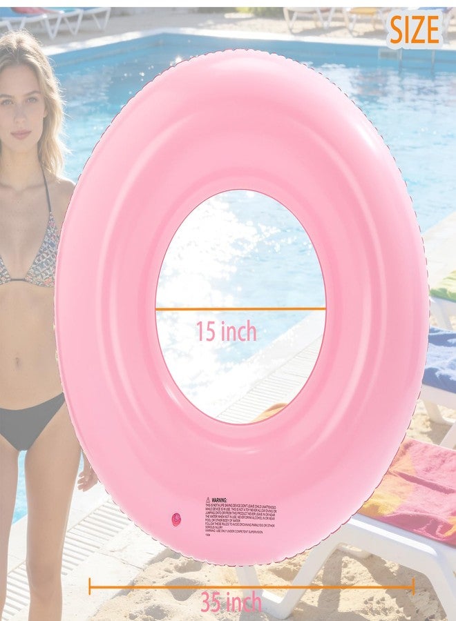 Yuokwer Large Inflatable Pool Floats 35 Inch Pool Tubes Swim Rings for Adults, Pool Floaties for Themed Party Decoration (Pink and White) - Image 2