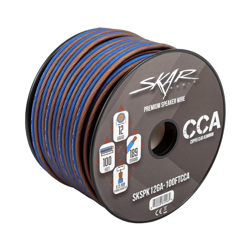 SKAR AUDIO 12 Gauge AWG Speaker Wire Cable - 100 Feet (Blue/Brown) - Image 2