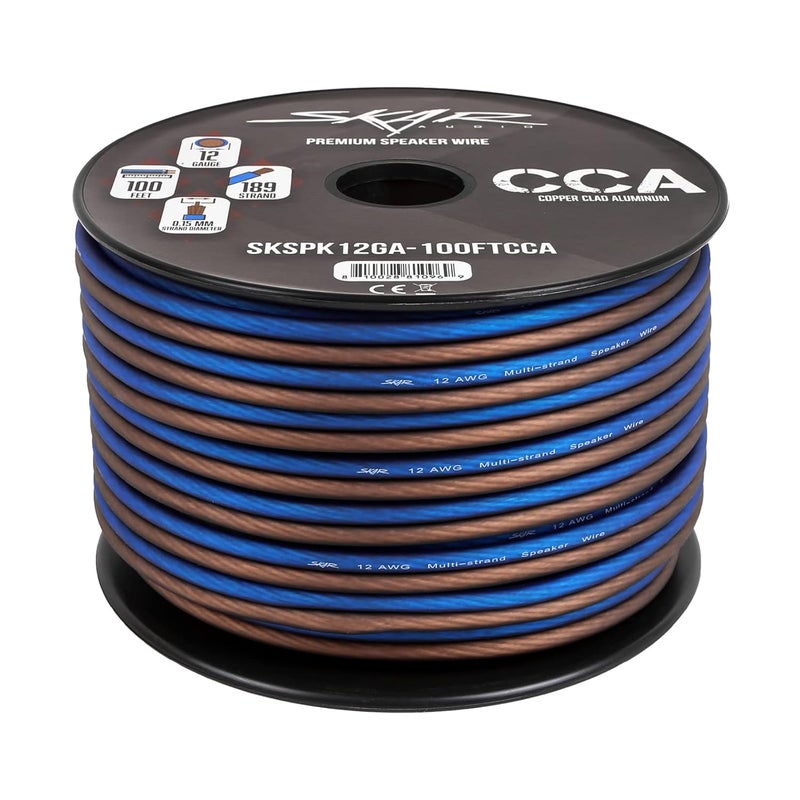 SKAR AUDIO 12 Gauge AWG Speaker Wire Cable - 100 Feet (Blue/Brown) - Image 3