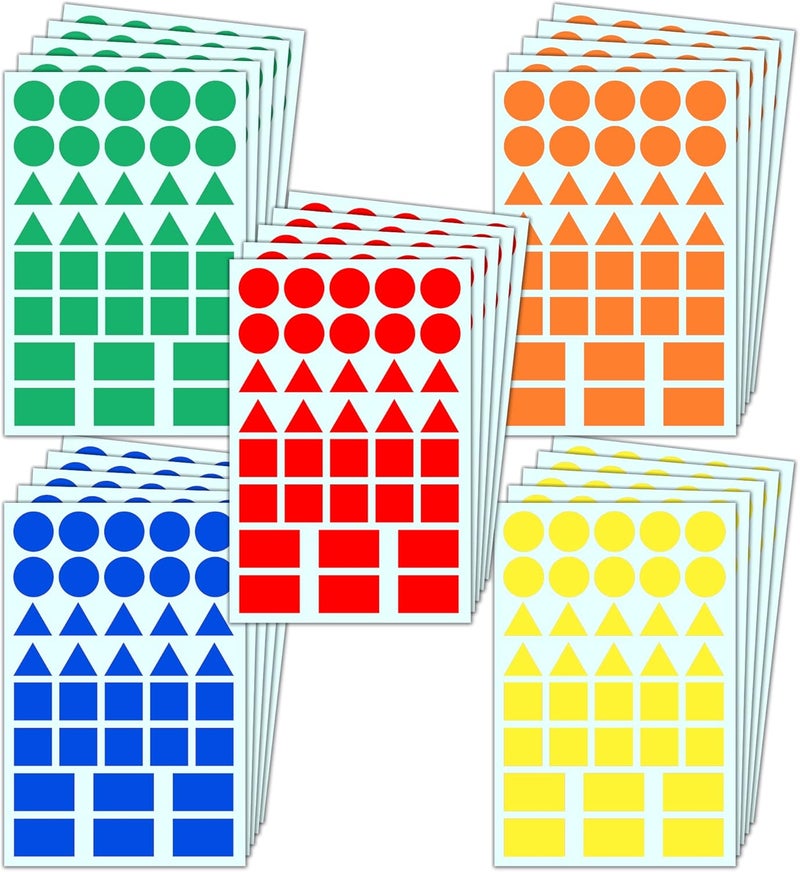 TownStix 1800 Pack  Colored Shape Stickers Labels 34  4 Shapes 5 Colors - Image 1
