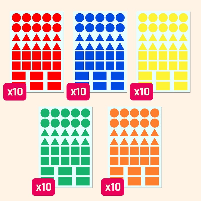 TownStix 1800 Pack  Colored Shape Stickers Labels 34  4 Shapes 5 Colors - Image 5