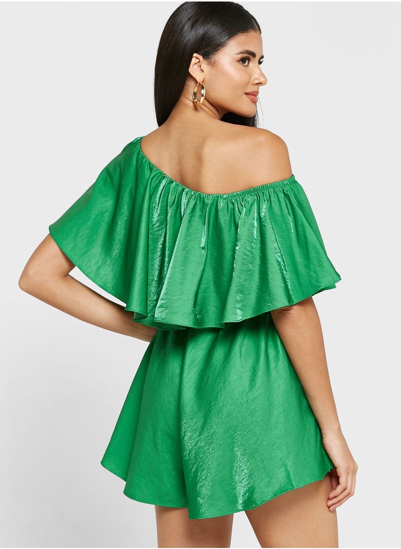 GLAMOROUS - One Shoulder Ruffle Detail Playsuit - Image 1