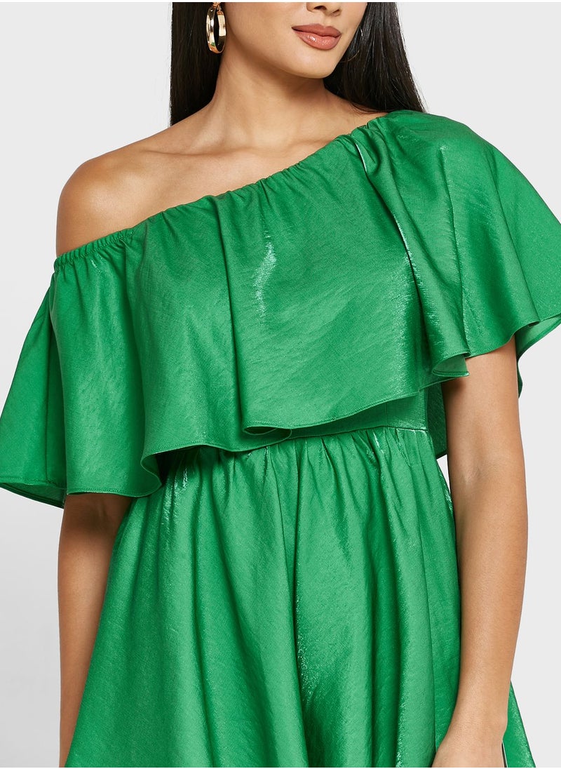GLAMOROUS - One Shoulder Ruffle Detail Playsuit - Image 1