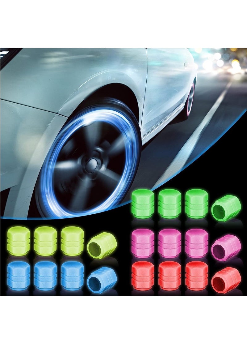 GUDOO 20Pcs Glow in The Dark Tire Valve Caps Glow in The Dark Valve Stem Caps Glow in The Dark Tire Caps Glow in The Dark Valve Caps for Most Cars Motorcycles Bicycles 20Pcs 5Colors  - Image 1