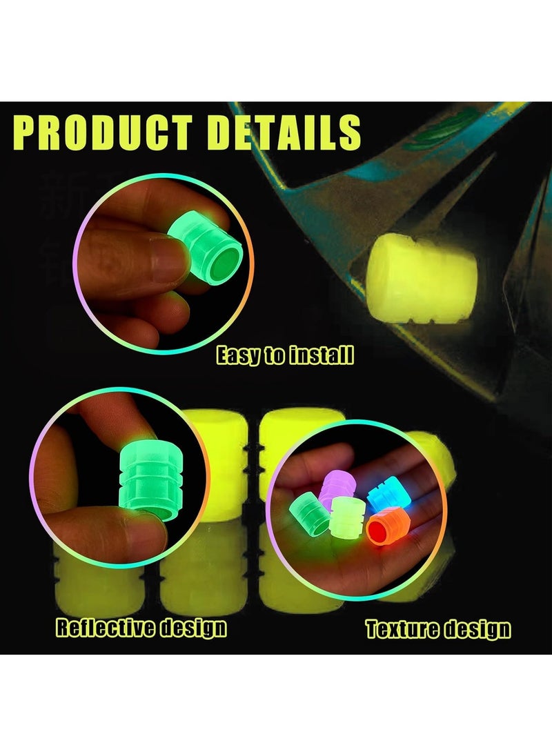 GUDOO 20Pcs Glow in The Dark Tire Valve Caps Glow in The Dark Valve Stem Caps Glow in The Dark Tire Caps Glow in The Dark Valve Caps for Most Cars Motorcycles Bicycles 20Pcs 5Colors  - Image 2