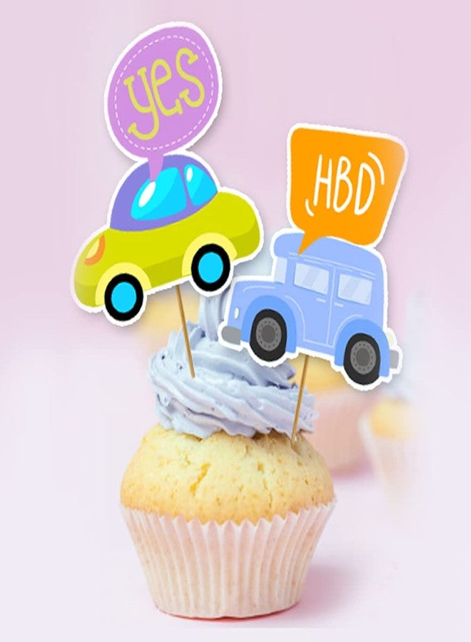 Suruchi Strokes Vehicle Birthday Decoration | Transport Theme Cup Cake Topper for Kids Car Theme Birthday Party - Image 2