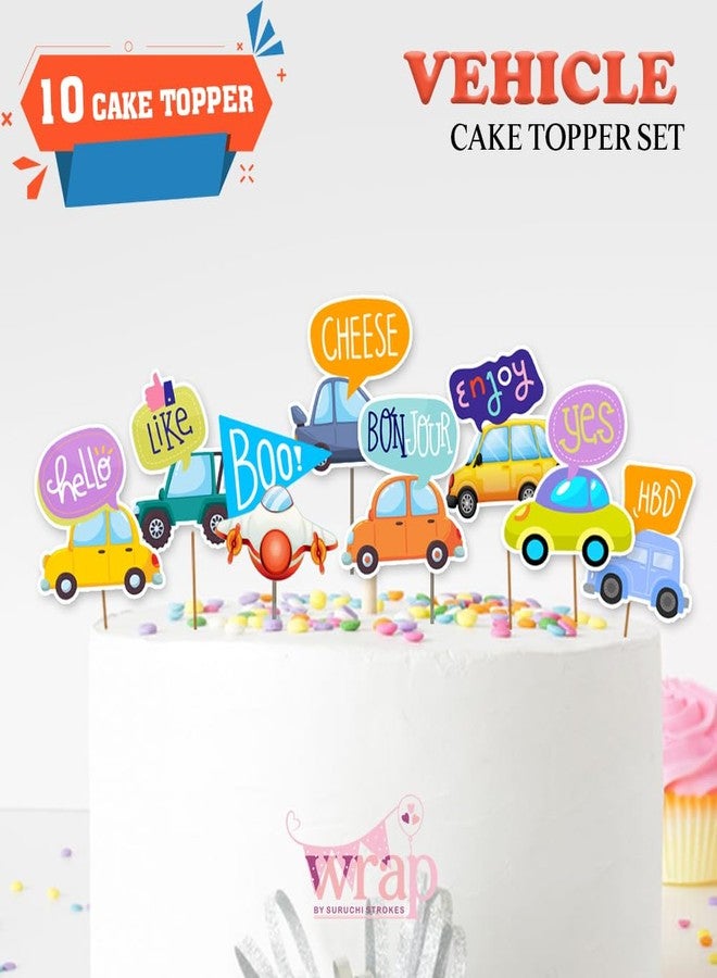 Suruchi Strokes Vehicle Birthday Decoration | Transport Theme Cup Cake Topper for Kids Car Theme Birthday Party - Image 5