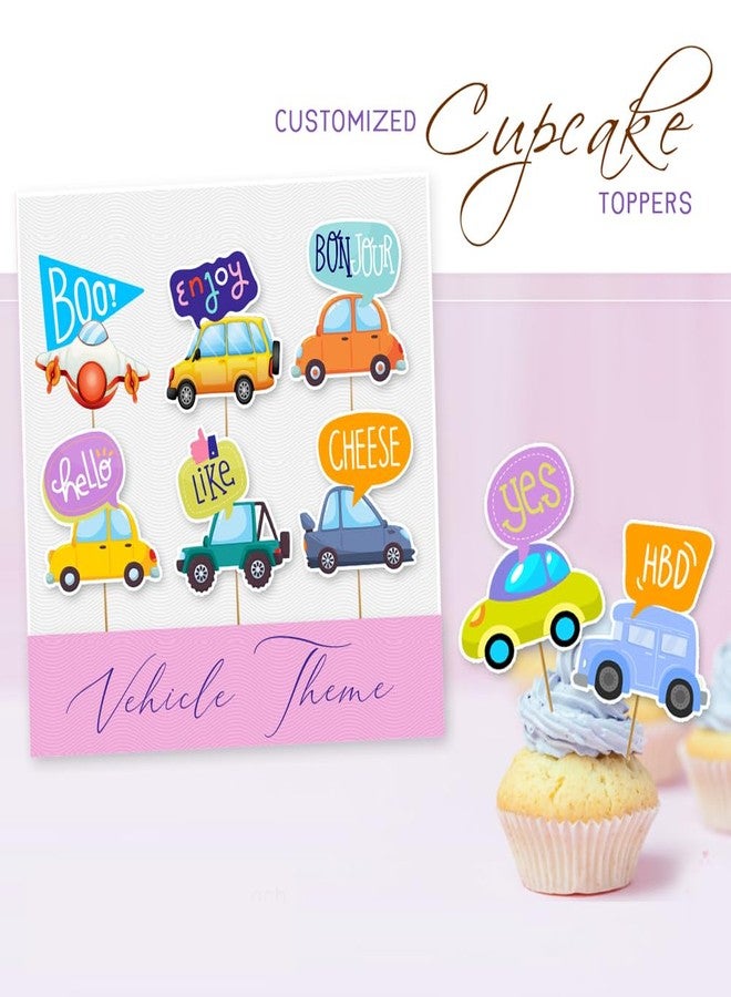 Suruchi Strokes Vehicle Birthday Decoration | Transport Theme Cup Cake Topper for Kids Car Theme Birthday Party - Image 4