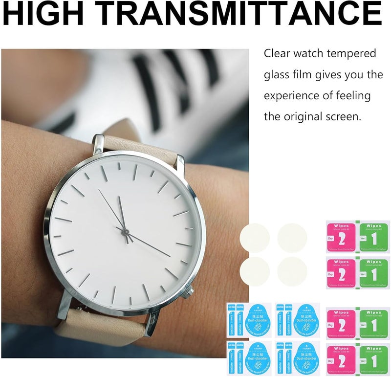 DOITOOL 4pcs 37mm round Watch Screen Protective Films with Purple Protection, 0.26mm Tempered Glass Anti-scratch Covers for Smartwatch Accessories - Image 3