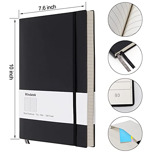 Wiisdatek B5 College Ruled Notebooks - 2 Pack B5 Large Journal Notebooks with 376 Numbered Pages,100gsm Thick Lined Paper,Soft PU Leather Cover,7.6 X 10 inch(BLACK) - Image 4