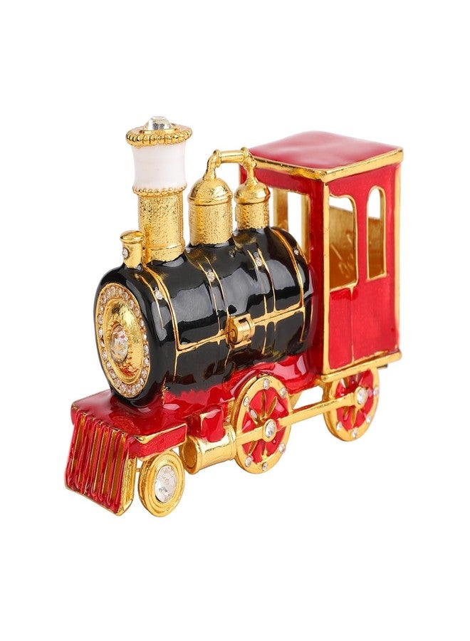 Furuida Christmas Steam Train Trinket Box Hand-Painted Enameled Ornaments Xmas Gift Hinged Jewelry Ring Hold Boxes Collection(Gold) - Image 1