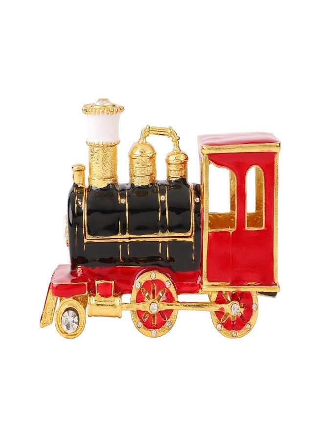 Furuida Christmas Steam Train Trinket Box Hand-Painted Enameled Ornaments Xmas Gift Hinged Jewelry Ring Hold Boxes Collection(Gold) - Image 5