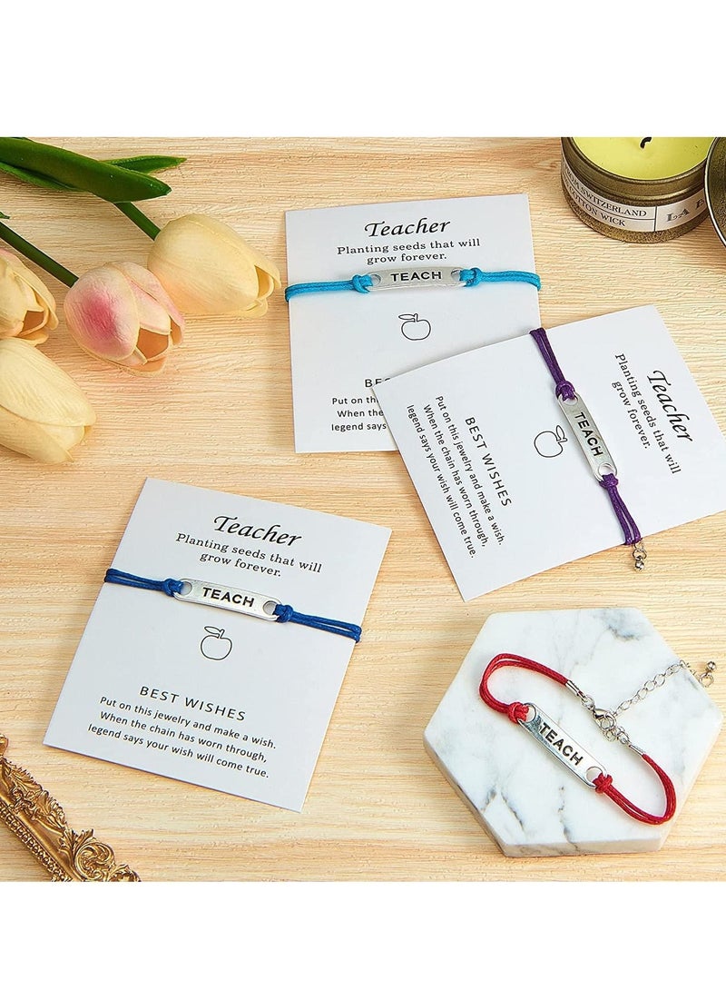 Y&D 4 Sets of Teacher Appreciation Gifts, Including Pieces Teach Wish Bracelets Blessing Bracelet and Thank You Best Cards for End Year  - Image 2