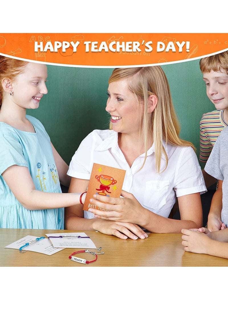 Y&D 4 Sets of Teacher Appreciation Gifts, Including Pieces Teach Wish Bracelets Blessing Bracelet and Thank You Best Cards for End Year  - Image 3