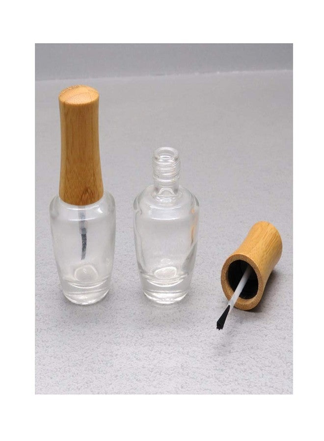 lasenersm 2 Pieces 15ml Empty Nail Polish Bottles with Bamboo Lid and Brush Refillable Nail Polish Glass Bottles Come with 1pc Mini Funnel - Image 3