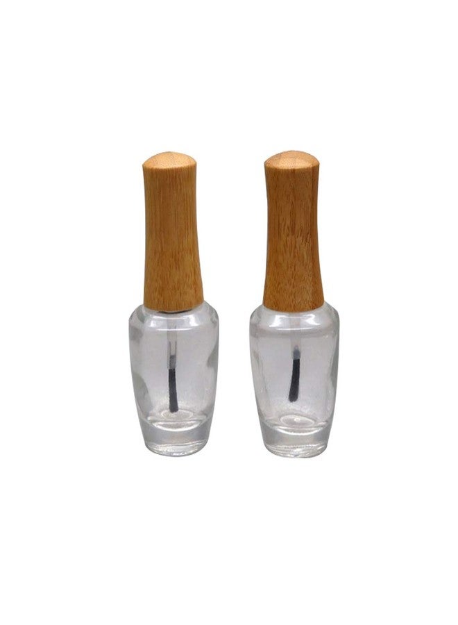 lasenersm 2 Pieces 15ml Empty Nail Polish Bottles with Bamboo Lid and Brush Refillable Nail Polish Glass Bottles Come with 1pc Mini Funnel - Image 1