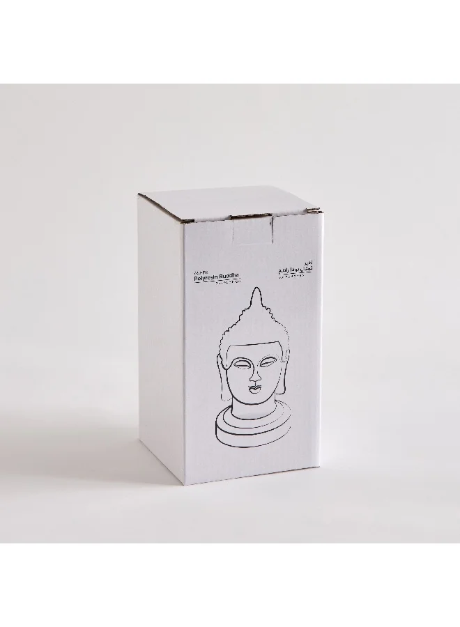 Home Box Asher Polyresin LED Light Head on Wooden Base 9.5 x 9.5 x 17 cm
