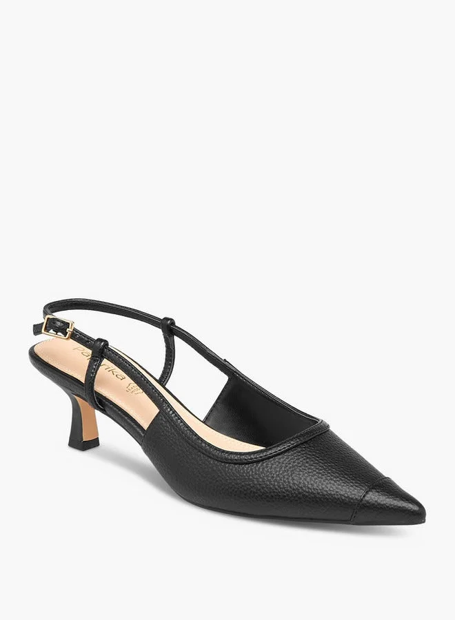 بابريكا أحذية مدببة بنعل بارز وكعب قطة وإغلاق بإبزيم