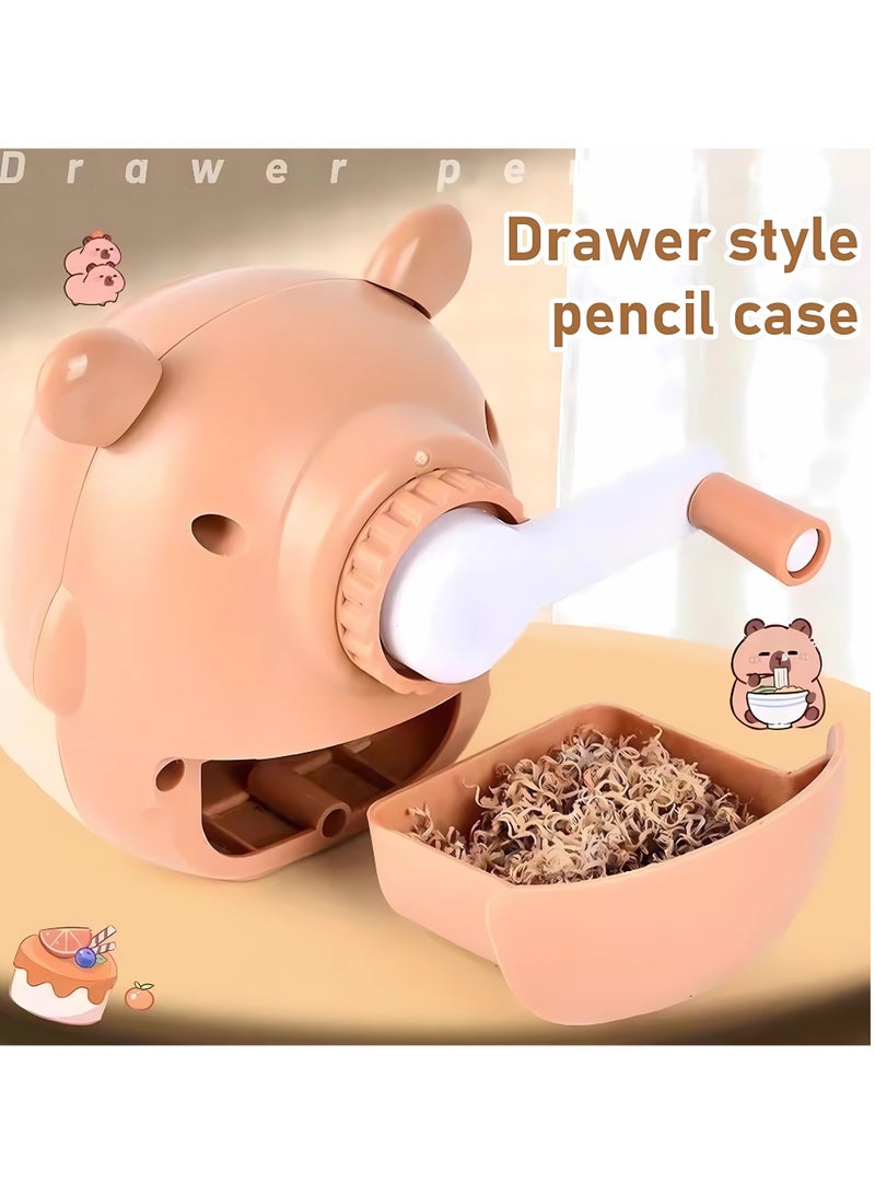 Twisoo Twisoo Capybara Pencil Sharpener – Cute Cartoon Capybara Manual Sharpener for Kids, Students, School, Home, and Office Supplies – Durable, Easy to Use, Compact Design ( Cream )  - Image 2