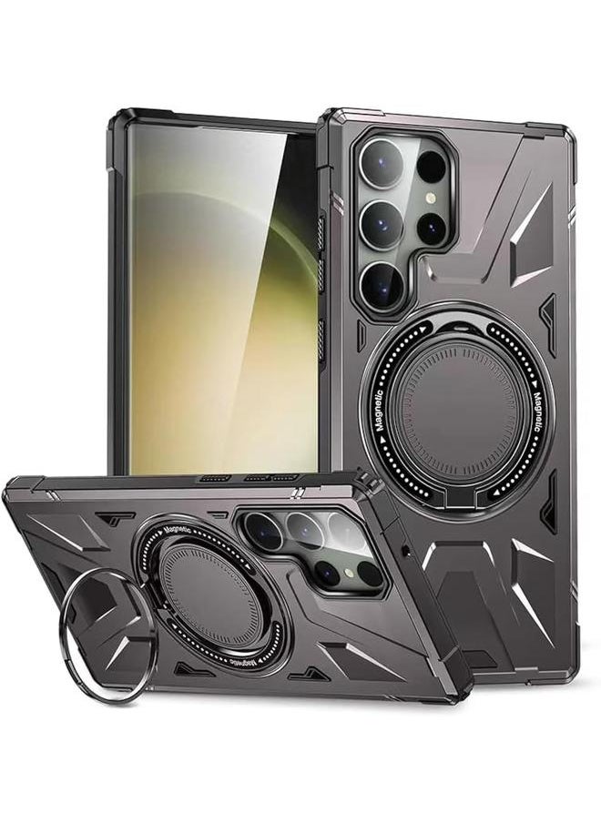 erorex For Galaxy S24 Ultra Case Heavy Duty Magnetic Stand Cover Compatible With Mag Safe 360 Rotatable Ring Stand Rugged Shock Armor Slim Phone Case For Samsung Galaxy S24 Ultra Gray  - Image 1