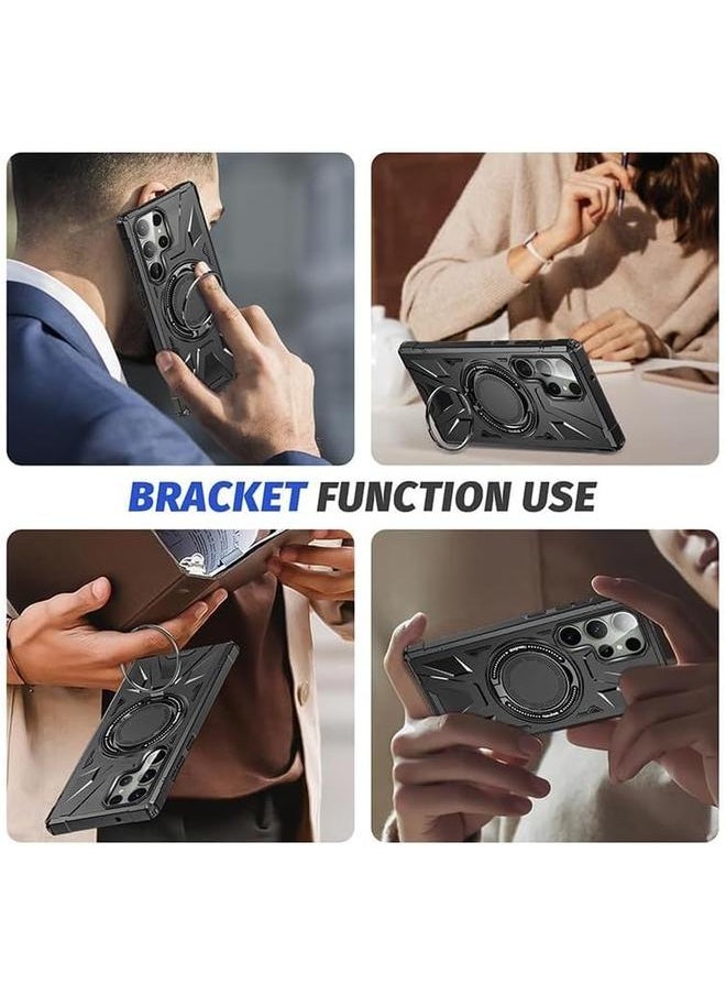 erorex For Galaxy S24 Ultra Case Heavy Duty Magnetic Stand Cover Compatible With Mag Safe 360 Rotatable Ring Stand Rugged Shock Armor Slim Phone Case For Samsung Galaxy S24 Ultra Gray  - Image 4