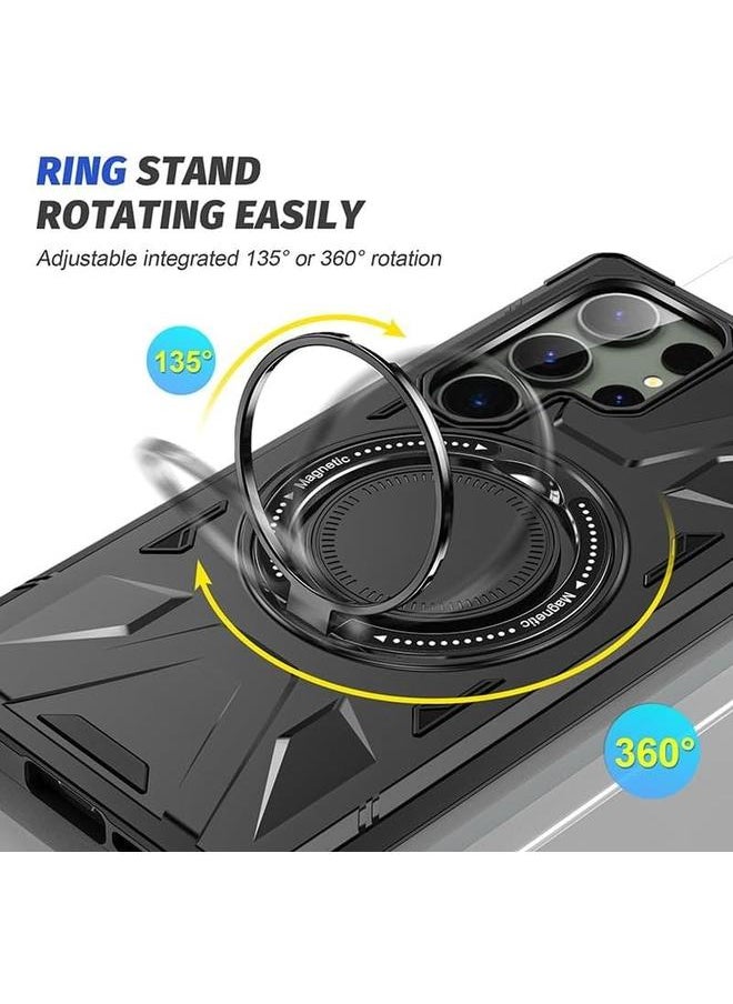erorex For Galaxy S24 Ultra Case Heavy Duty Magnetic Stand Cover Compatible With Mag Safe 360 Rotatable Ring Stand Rugged Shock Armor Slim Phone Case For Samsung Galaxy S24 Ultra Gray  - Image 3