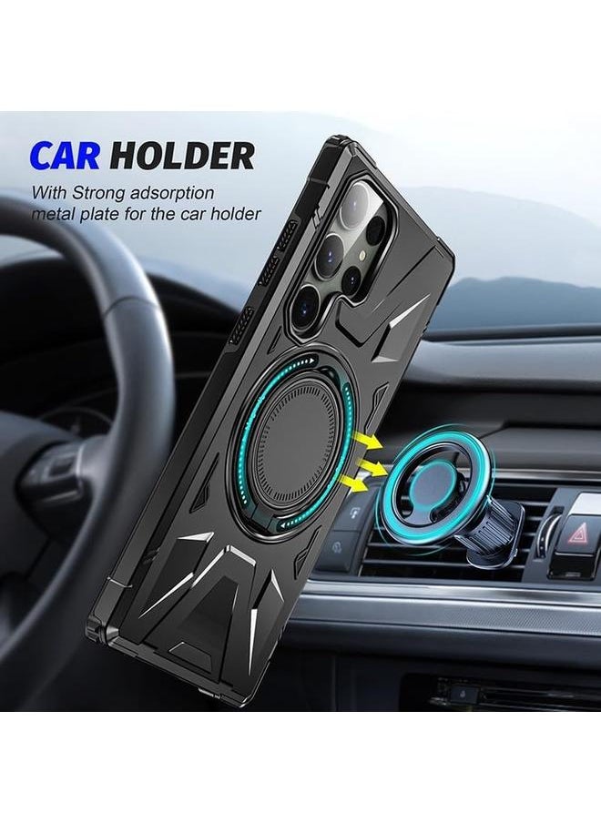 erorex For Galaxy S24 Ultra Case Heavy Duty Magnetic Stand Cover Compatible With Mag Safe 360 Rotatable Ring Stand Rugged Shock Armor Slim Phone Case For Samsung Galaxy S24 Ultra Gray  - Image 2