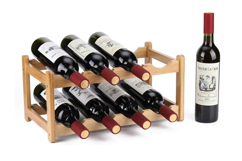 Homevany Wine Rack 8 Bottle 2Tier EcoFriendly Bamboo Wine Storage EasyAssembly SpaceSaving for Wine LoversKitchen Wine Organizer for CountertopPantry HomeRoom DecorBar