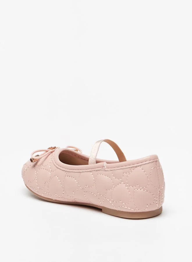 فلورا بيلا من شو إكسبرس Girl's Stitch Detailed Mary Jane Shoes with Bow Accent