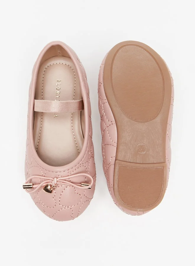 فلورا بيلا من شو إكسبرس Girl's Stitch Detailed Mary Jane Shoes with Bow Accent