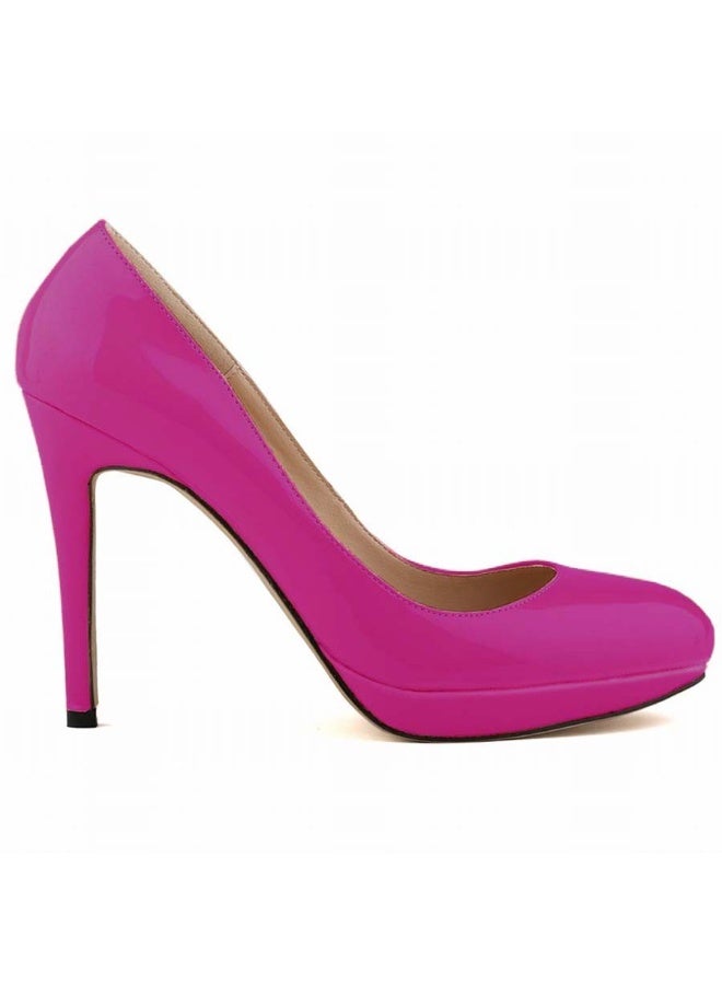 Loquat British Style Pointed Toe Ball Stiletto Heels 11cm Rose Red - Image 2