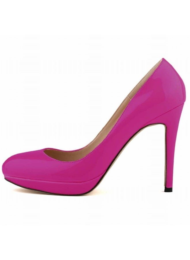 Loquat British Style Pointed Toe Ball Stiletto Heels 11cm Rose Red - Image 1