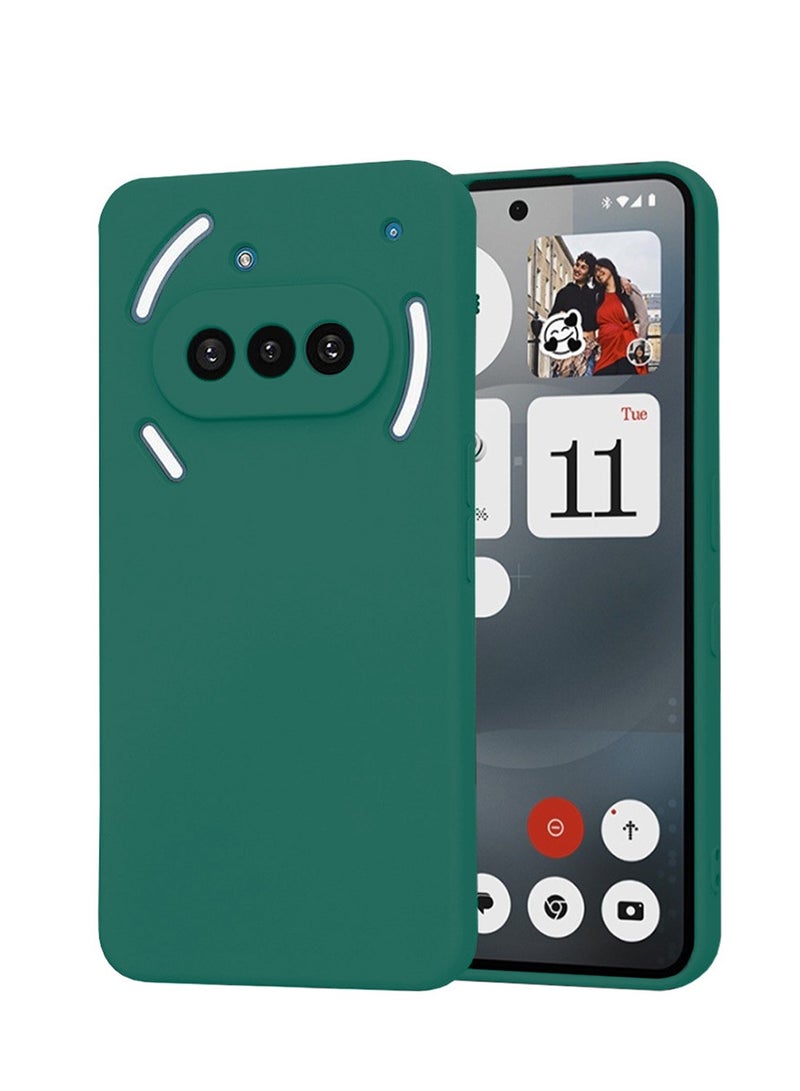 Wtech Nothing Phone (3a) 5G 2025 Premium Soft Liquid Silicone Case Cover (MCRPSN) - Dark Green - Image 1