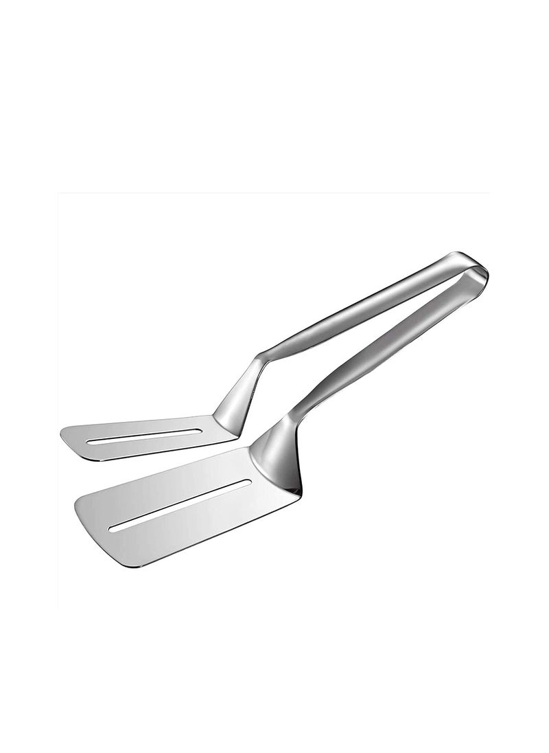 Pamidhar Pamidhar Stainless Steel Cooking Tong Multifunctional Slotted Fish DoubleSided Spatula for Cooking Gripper for Steak Clamps Silver Pack of 1  - Image 1