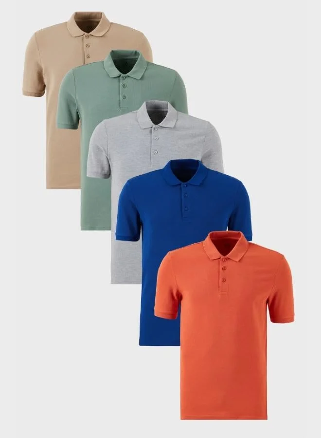 Buratti  Buratti Cotton Regular Fit Button-Down Polo Collar 5-Pack T-Shirt Men's T-SHIRT 5902127S5 for Men | Best Price UAE