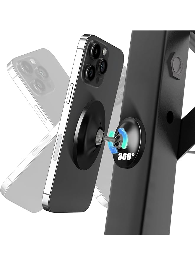 Green Tiger Car Magnetic Phone Mount Holder for MagSafe, 360° Rotation Magnetic Phone Holder for Car Dashboard, Gym, Easily and Firmly Attaches to Metal Surface for Any Phones for Videos and Selfies (Black)