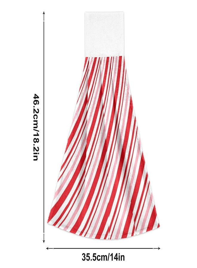 Aslsiy Christmas Candy Cane Hanging Kitchen Towels Set of 2 Winter Red Diagonal Stripe Hand Tie Towels Fast Drying Dish Tea Towels for Tabletop Gym Home Decor - Image 3