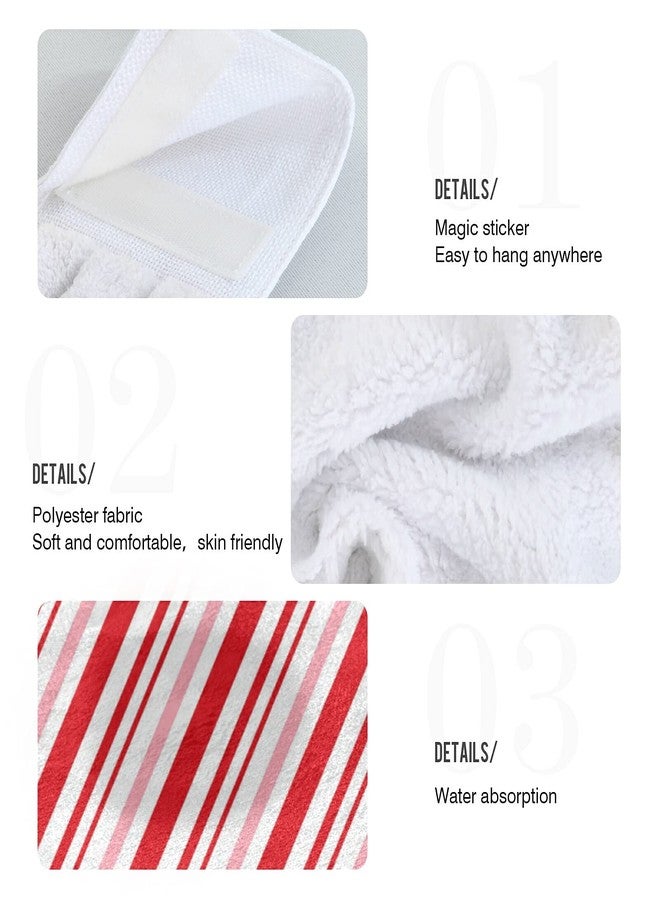 Aslsiy Christmas Candy Cane Hanging Kitchen Towels Set of 2 Winter Red Diagonal Stripe Hand Tie Towels Fast Drying Dish Tea Towels for Tabletop Gym Home Decor - Image 5