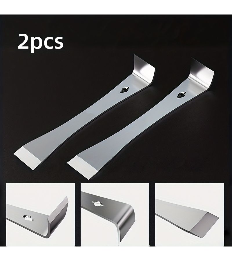 2pcs Stainless Steel Right Angle Edge Prying Bars For Woodworking Hand Tools Nail Screwdrivers Wooden Floor Scrapers Door Installation Tools - Image 1
